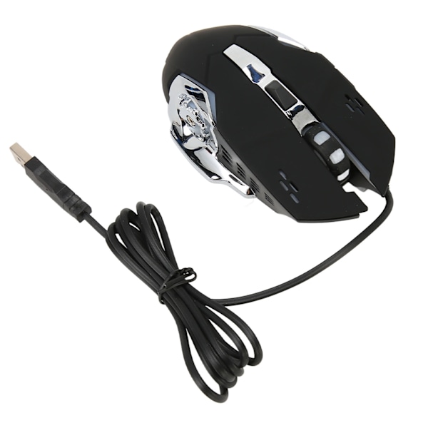 Trådbunden Spelmus USB Optisk Datormus med RGB-Bakgrundsbelysning 4 Justerbara DPI Upp till 3600 Bärbar Tyst Mus för Windows 7 8 10 XP Svart