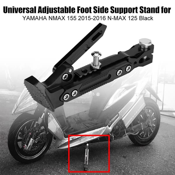 Universal Justerbar Fodstøtte Stativ til NMAX 155 20152016 NMAX 125 Sort