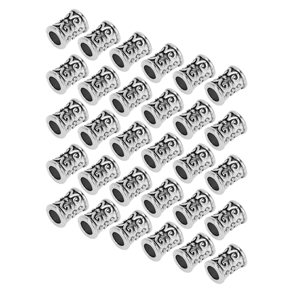 30 stk Hårrør Perler Retro Legering Hår Dreadlocks Perler Tilbehør til DIY Hårvævning Armbånd Vedhæng Halskæde Sølv