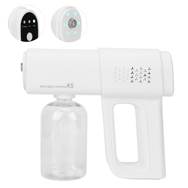 Håndholdt Nanometer Rengøringssprøjte USB Opladbar Trådløs Multifunktionel Fin Mist Sprayer 380ml Hvid