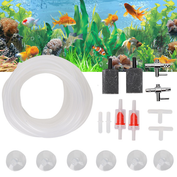 Akvarieluftpumpetilkoblinger Fisktankoksygenkompressortilbehør 3-veis rett direkte kobling for 4 mm PipeKit
