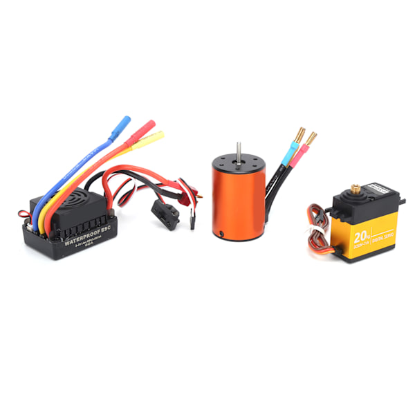 Uppgraderad Vattentät 3650 3100KV Borstlös Motor 60A ESC 20KG Servo Kit för 1/10 RC Bil