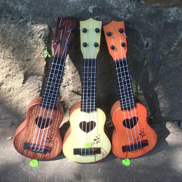 Simulering Ukulele 4 Strings Justerbar Ukulele Barn Musikinstrument Leksak för tidig utbildning 35 cm Brun