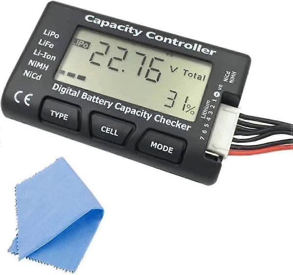 Digital batterikapasitetstester med indikator Digital tester (1 stk, svart)