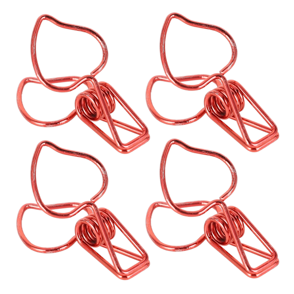 100 stk. Binder Clips Søde Tegneserie Ferskenform Metal Lange Haleklips Kontor Konto Binder Clips Papirklemmer Rød