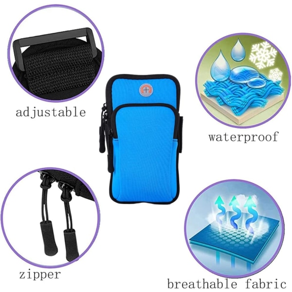 Løbearmbånd, armtaske til gym jogging (blå)