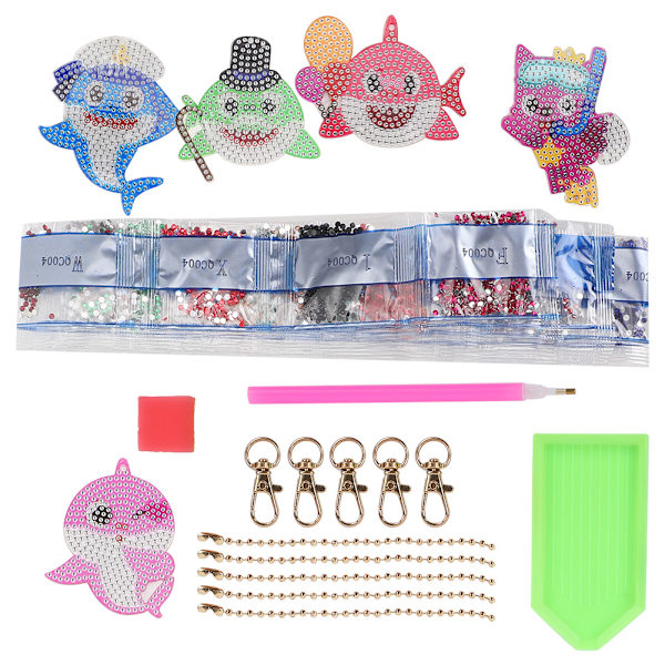 5 kpl Avaimenperä Timanttimaalaus Merieläimet Kuvio DIY 5D Hartsi Avaimenperä Matkatavaroiden Ripustus