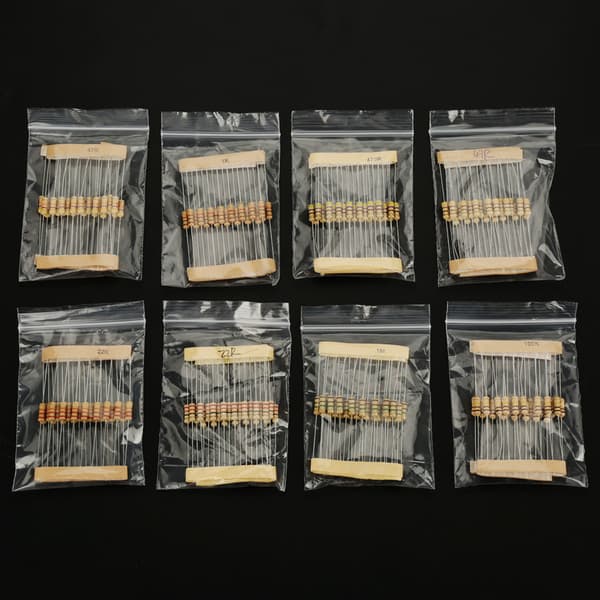 400 stk. 1/2W 16 værdier 10ohm-1Mohm kulmodstandssæt sortiment komponenter kit