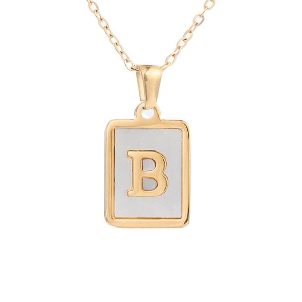 Fyrkantigt alfabet halsband kvinnliga guld inläggningar skal hänge halsband B
