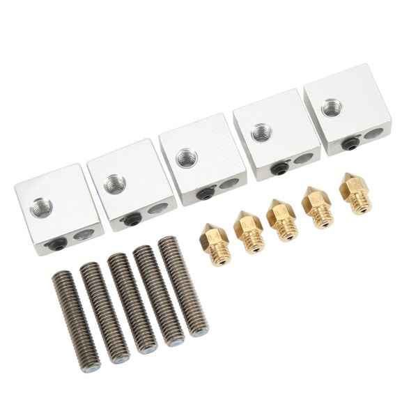 15 stk 3D-printer Hotend Kit Rustfrit stålrør Messingdyse Varmeblok 3D-printer Hotend dele til Makerbot