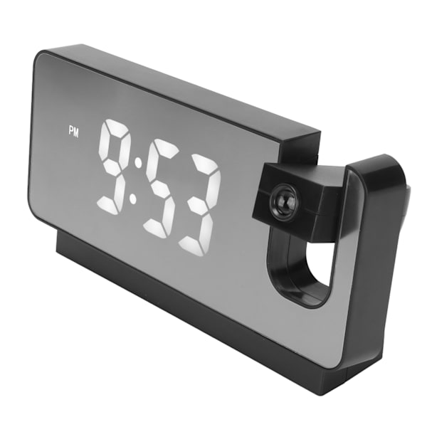 Projektionsväckarklocka Tid Datum Temperaturvisning 180 Graders Vidvinkel HD LED-Skärm Projektionsbar Klocka för Hemmet Svart
