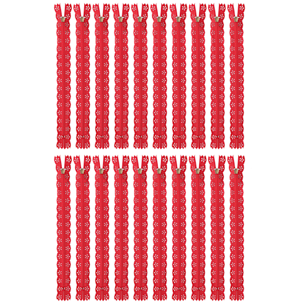 20 st 20 cm DIY Nylon Spets Dragkedjor Spiral Blomma Dragkedja för Sömnad Bröllopsklänning Hantverk Röd
