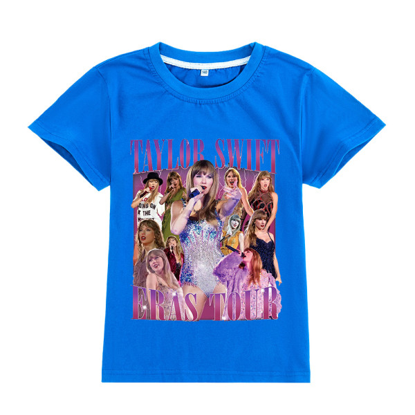 Barn Taylor Swift T-shirt Print Kortärmad T-shirt Toppar Swiftie Fans Konsertpresenter 130cm Blue 2#