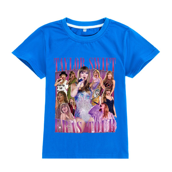 Barn Taylor Swift T-shirt Print Kortärmad T-shirt Toppar Swiftie Fans Konsertpresenter 160cm Blue 2#