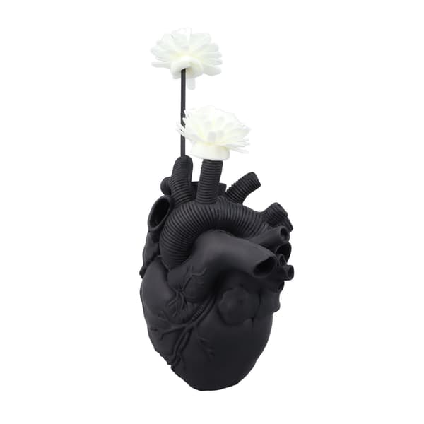 Kreative Anatomiske Hjertevaser Harpiks Skulptur Hjerteformede Kunst Blomstervaser Bordplade Boligindretning til Stue Sort