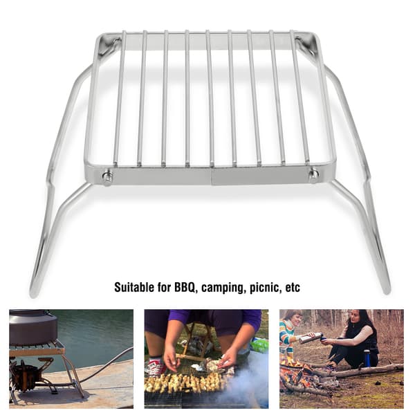 Fällbar Bärbar Grill i Rostfritt Stål för Kolgrillning, Picknick