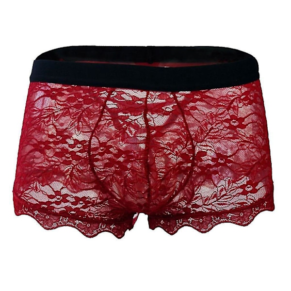 Menn Sexy Lace Mesh Lav Livvid Boxer Shorts Undertøy Svart