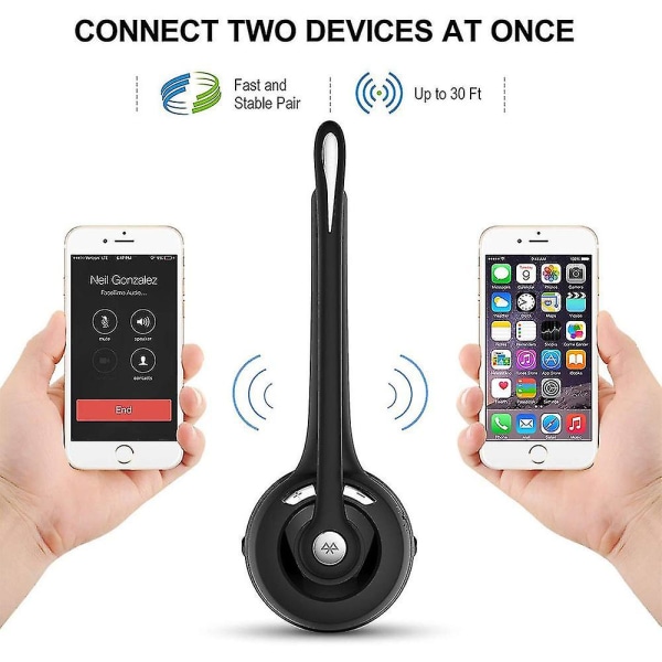 Bluetooth headset/mobiltelefonheadset med mikrofon, trådlöst kontorsheadset, hörlurar över huvudet, Bluetooth hörlurar för bilar för mobiltelefon,