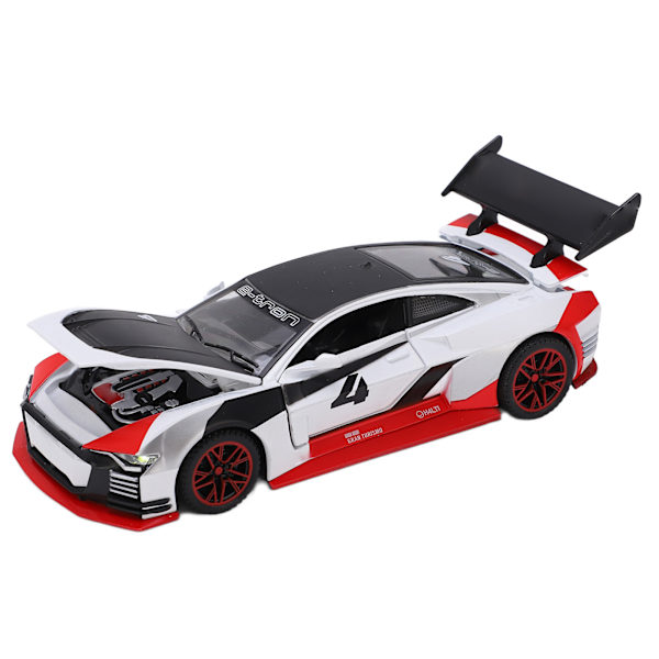 1/32 Urheiluautomalli Seosvalettu Vetoauto Leikkiauto Äänellä ja Valolla Taaperoille Lapsille Valkoinen