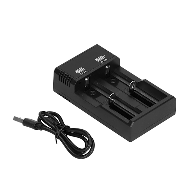 Universal batterilader 2 spor USB hurtiglading med indikatorlampe for 18500 26650 litium batteri