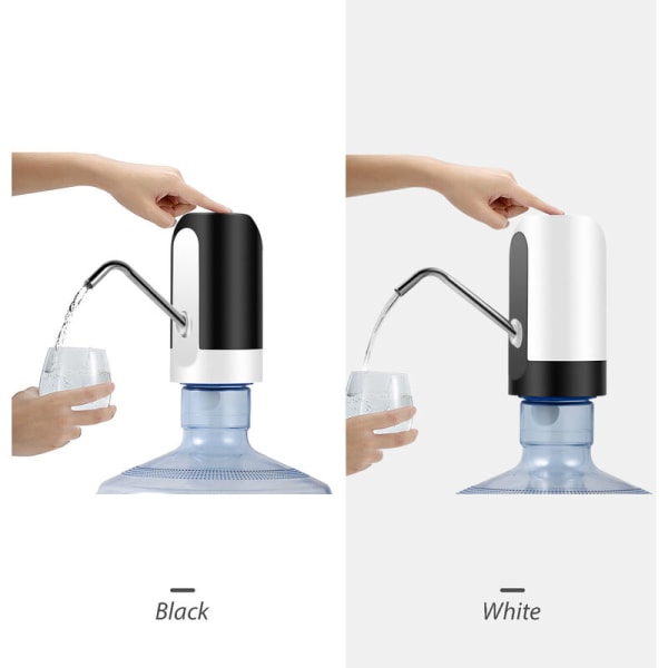 Vannpumpe på flaske, elektrisk vanndispenser, oppladbar mineralvannpumpe til husholdningsbruk, 012 hvit