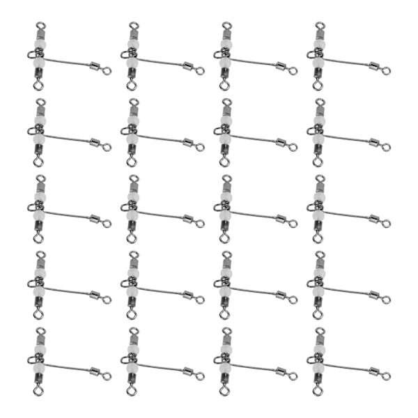 20st T Shape Luminous Fishing Swivel 3 Way Connector Cross Line Rolling Swivel med pärlor4x5 #