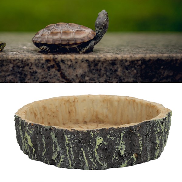 Reptil Vandskål Foder Skål Syntetisk Harpiks Rund Foder Gryde til Kæledyr til Skildpadde Padde