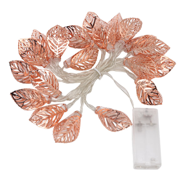 Rose Gold String Lights 20 LED-lampor Vattentät batteridriven urholkade lövlampor String Party Dörr inomhus