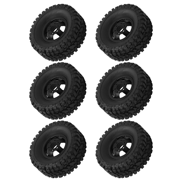 RC gummidäck med aluminiumlegering hjulnav för WPL C14 C24 C34 C44 B14 B24 B16 B36 4WD bilmodell Svart