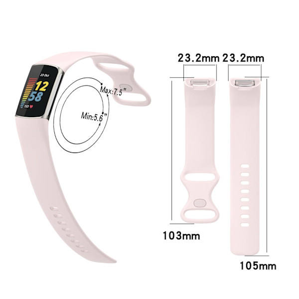 Ersättningsrem kompatibel för Fitbit Charge 5 TPU Soft Watch Band för Smart Watch