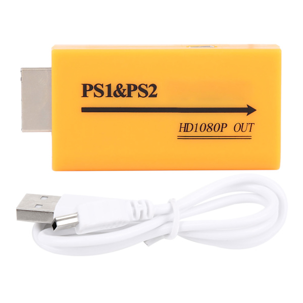 PS1/PS2 til HDMI Videokonverter Adapter Udgang Composite 7x3,5x1,5cm