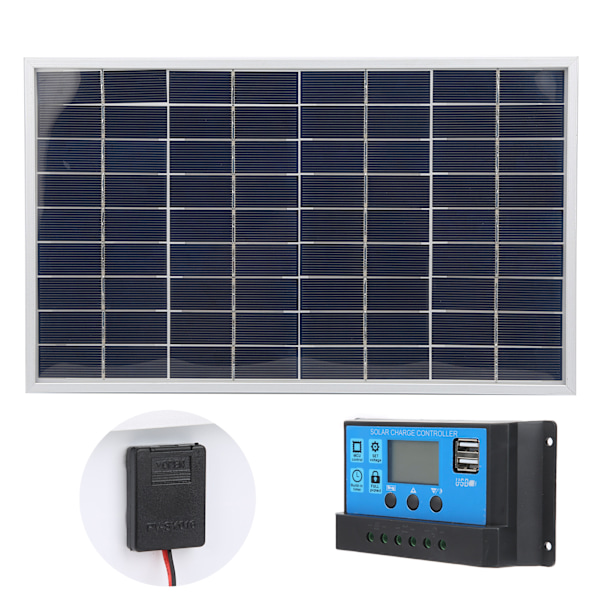 15W 18V polykristallin solpanel 12V/24V PWM Solar Controller 2st LED-lampa för bilar husbilar Fartygsbatteriladdare (20A)