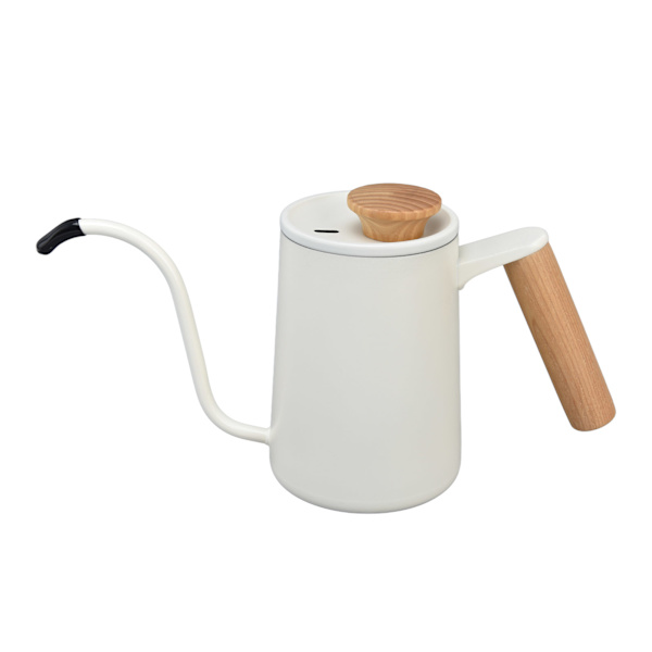 Handtag i rostfritt stål Droppkaffekanna Lång svanhalspip Droppvattenkokare Kaffe Tekanna Matt Vit600ml