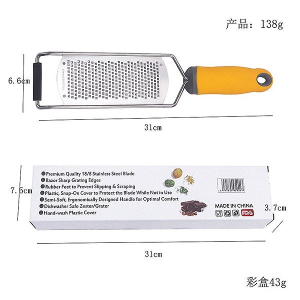 Køkkenoste rivejern & citronskal Blade i rustfrit stål Ergonomisk Tpr-håndtag Let at rive eller skal Red