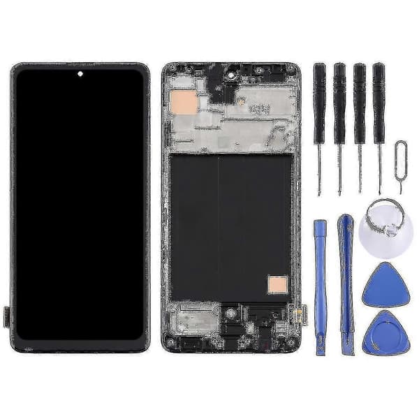 TFT LCD-skærm til Samsung Galaxy A51 4g digitaliserer komplet montering med ramme (sort) - JA