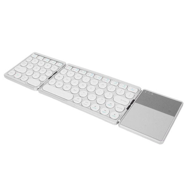 Rund nyckel Bluetooth vikbart tangentbord med pekplatta Universal 140mAh trådlöst 64 tangenter vikbart tangentbord Silver