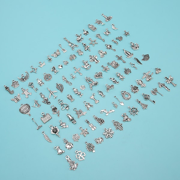DIY-riipuslisävarusteet Syvä hopeaseos käsityöläisten rannekorujen koruille (100 tyyliä)