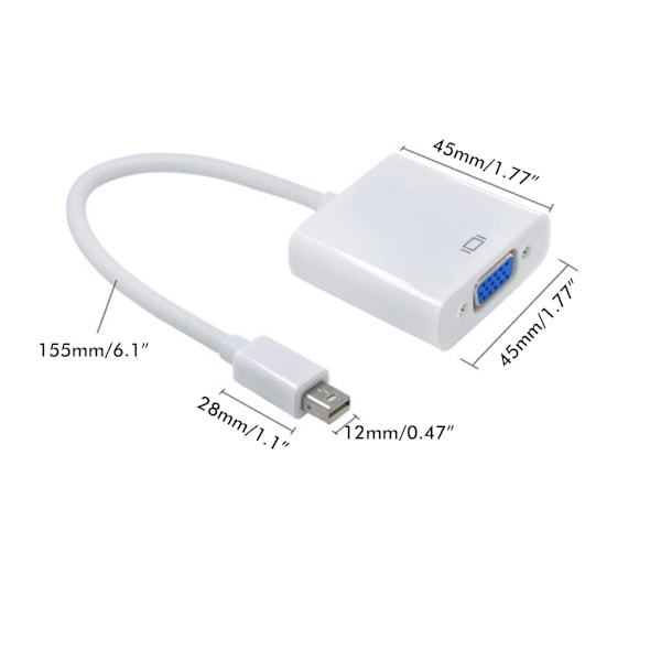 Mini DisplayPort till VGA-adapterkabel DP till VGA-konverteringslinjestöd Mini DisplayPort v1.2