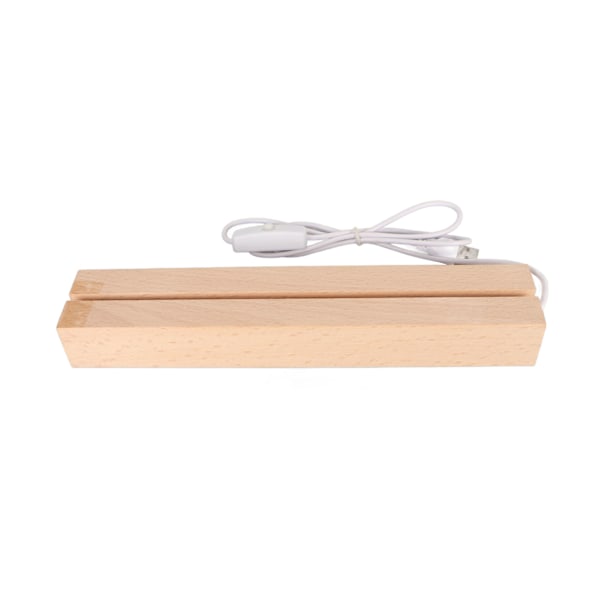 Rektangulær LED-lys Displayfod Varmt lys USB-interface Træ Art Lights Displayfod til Krystal Glas Akryl 24cm / 9.45in