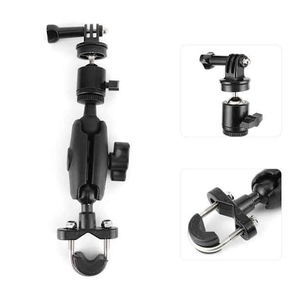 Motorcykel Action Kamerahållare Aluminiumlegering 360° Justerbar Recorder Mount Stativ för GoPro Styrfäste