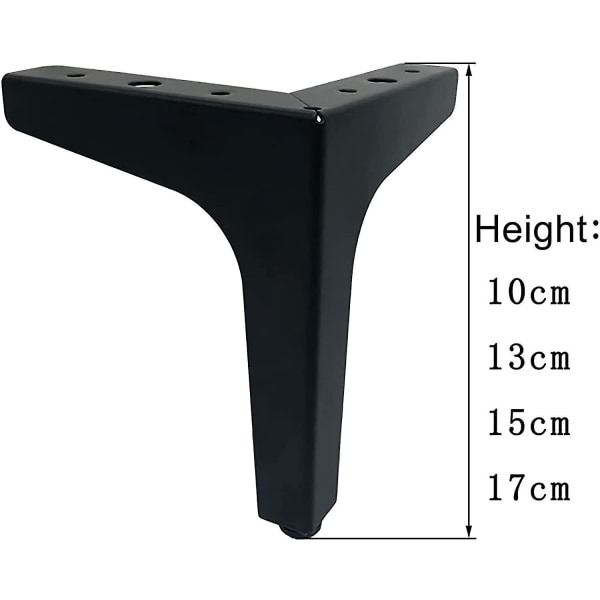 Pakke med 4 10 cm sorte trekantede bordben, DIY-møbelføtter i metall, egnet for skapsofa, salongbord, TV-skap og andre møbelben Black 10cm