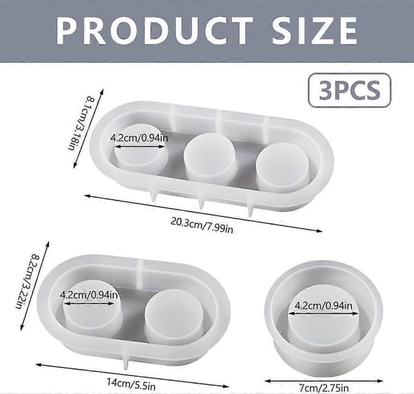 3 stk. Lysestake Resinformer, Telys Lysestake Silikonform Lysestake Epoxy Resin Form Silikon Støpeform