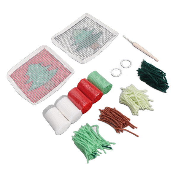 Latch Hook Kit Sött Julgran Mönster DIY Virkad Koppmatta Mjuk Bekväm Färgglad Latch Hook Matta