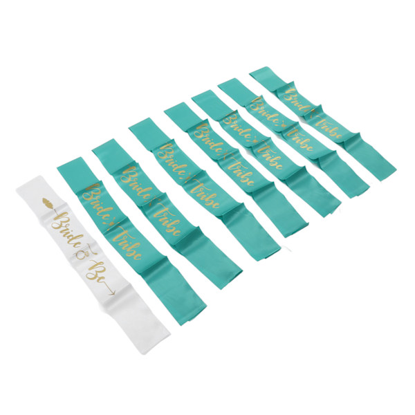 8 stk Brud Brudesvenn Sash Gull Bokstaver Hypoallergent Material Bryllup Bride To Be Sash Sett for Bryllupsfester Hvit Grønn