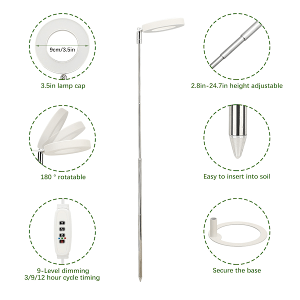 USB Plant Light Angel Ring med Timer Ful Spektrum Sollys Simulering