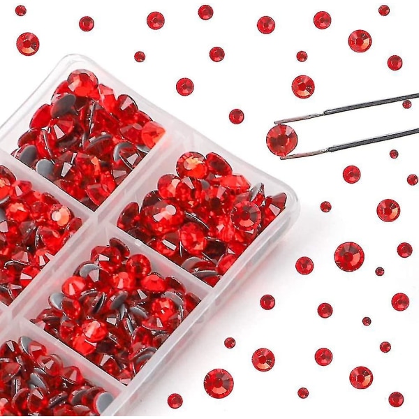 5040 stk røde rhinestones 6 blandede størrelser krystal flatback rhinestones til håndværk