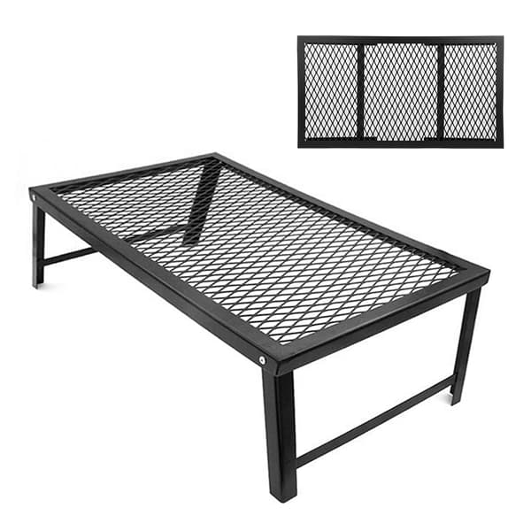 Fällbart Mini-bord för Utomhus Camping Picknick Integrerat Förvaringsgrillställ Järn