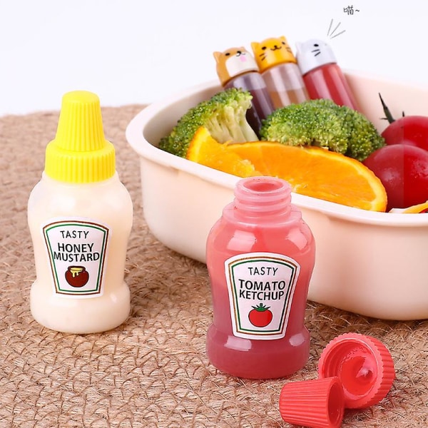 Mini bærbar japansk salatdressing Ketchup underpakke flaske Bento med plastkrydder Klessausflaske