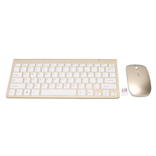 Tangentbord Mus Set 2.4G trådlöst 78 nycklar USB Tunna Etsade Keycaps Ergonomi Mute Button Datortangentbord Mus Guld