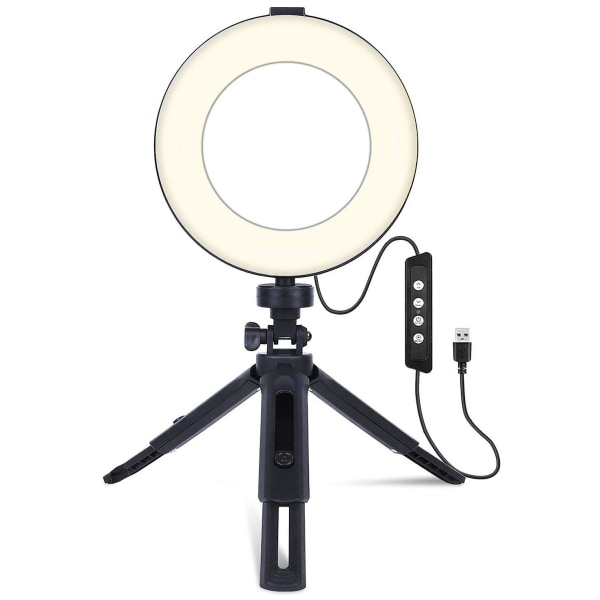 Ringlys Selfie Ringlys Med stativ Dimbar Beauty Desktop Ring Light For Videoopptak / Live Stream / Makeup / Fotografering